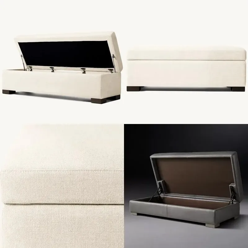 Rhoohill Modern Luxury Solid Wood Bedside Bench Storage Fabric Home Bedroom Furniture Factory Hot Sale