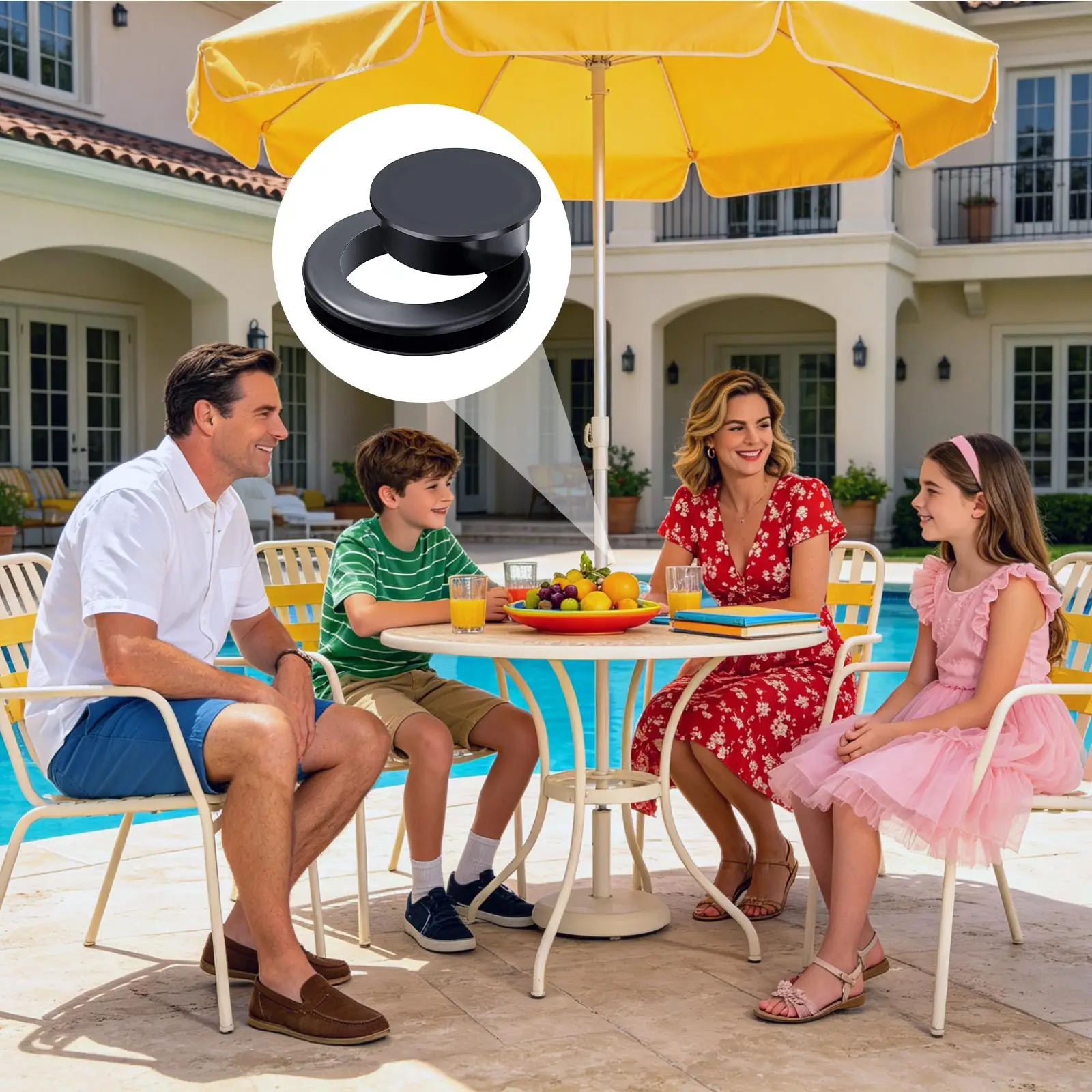 Patio Table Ring For Umbrella Hole With Cap Silicone Flexible Heat Resistant 2 Inch Garden Umbrella Hole Ring Plug For Outdoor