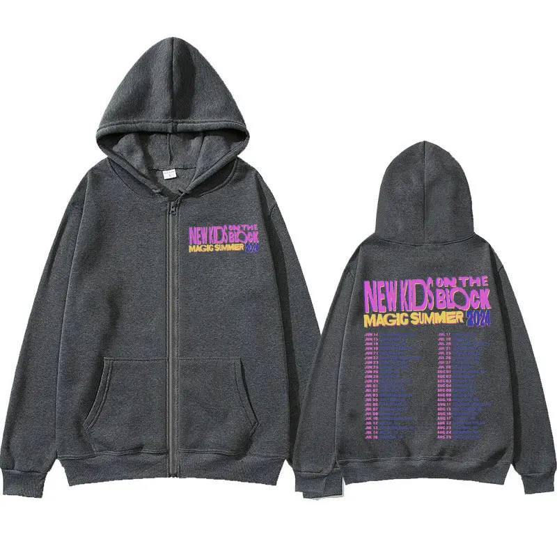 New Kids on The Block The Magic Tour 2024 Zipper Hoodies Jacket Men Women's Harajuku Hip Hop Rock Style Zipper Hoodie Sweatshirt