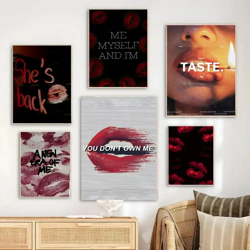 Lipstick Marks Poster Decorative Wall Art Stickers Mural For Home Living Room Hallway Decor Gift