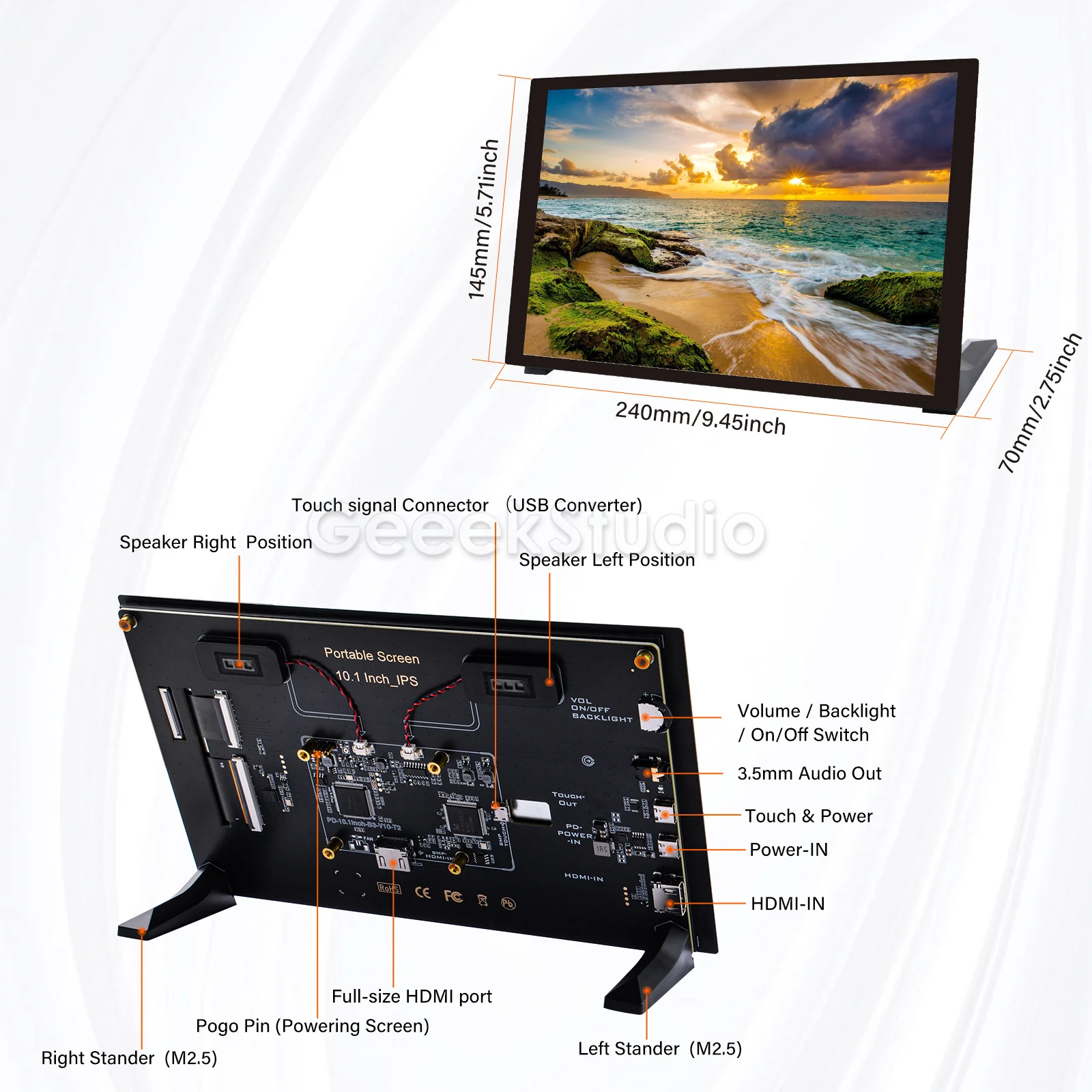 Imagem -02 - Wxga Capacitiva Touch Screen com Alto-falantes 10.1 1280x800 Mount Hole Raspberry pi