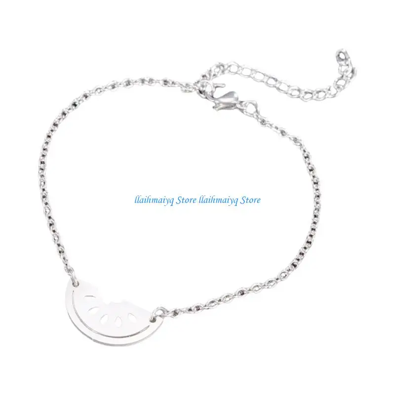 

573B Sophisticated Watermelon Bracelet with Adjustable Chain Stainless Steel Bangle