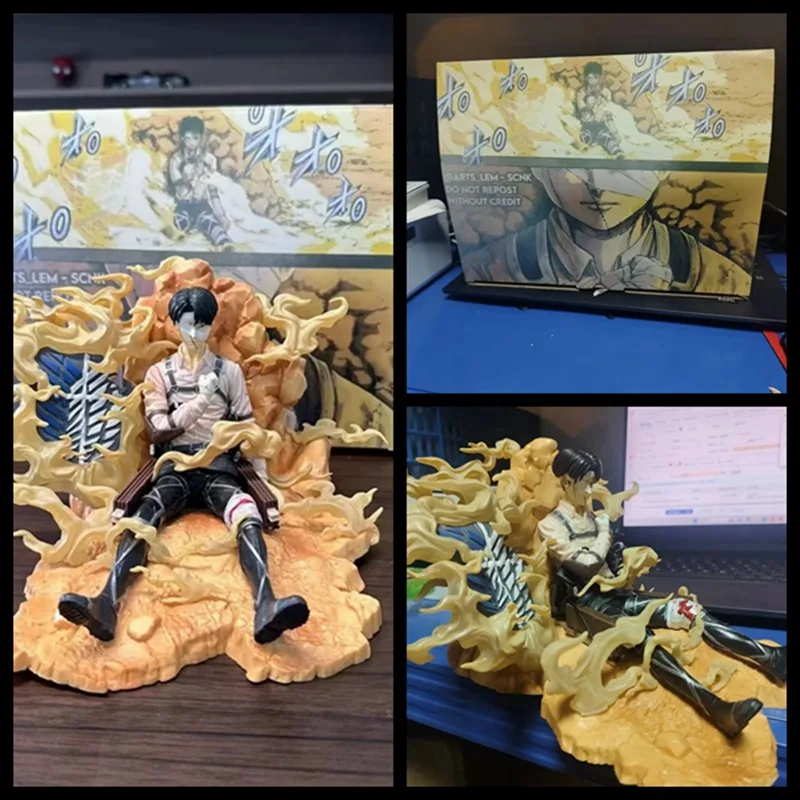 

anime Attack on Titan GK Levi Ackerman Mikasa·Ackerman Sitting position statue PVC Action Figure Collectible Model Toy boxed