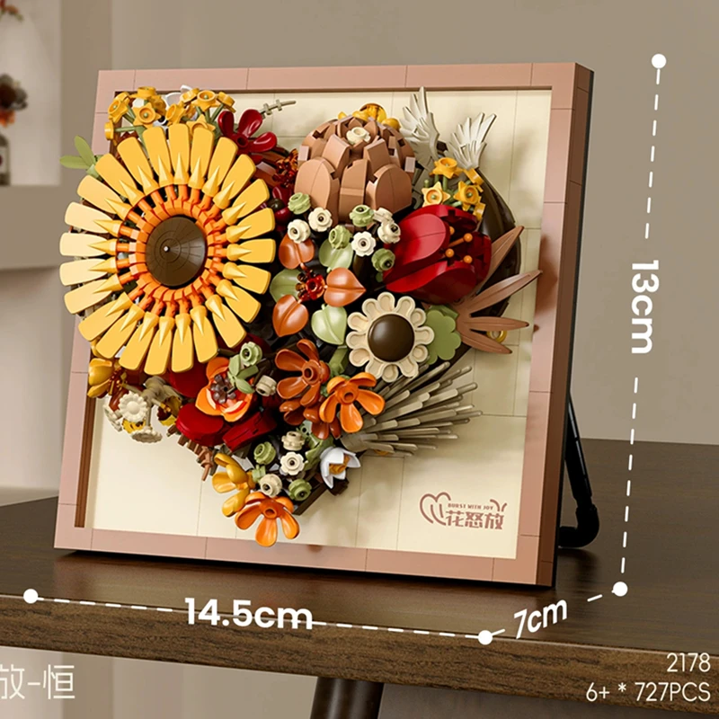 لتقوم بها بنفسك ثلاثية الأبعاد الورد الشهير الأبدي الخالد الزهور المجففة اللوحة إطار صور الفن الحامل معرض بنة نموذج الطوب مجموعات لعبة #6