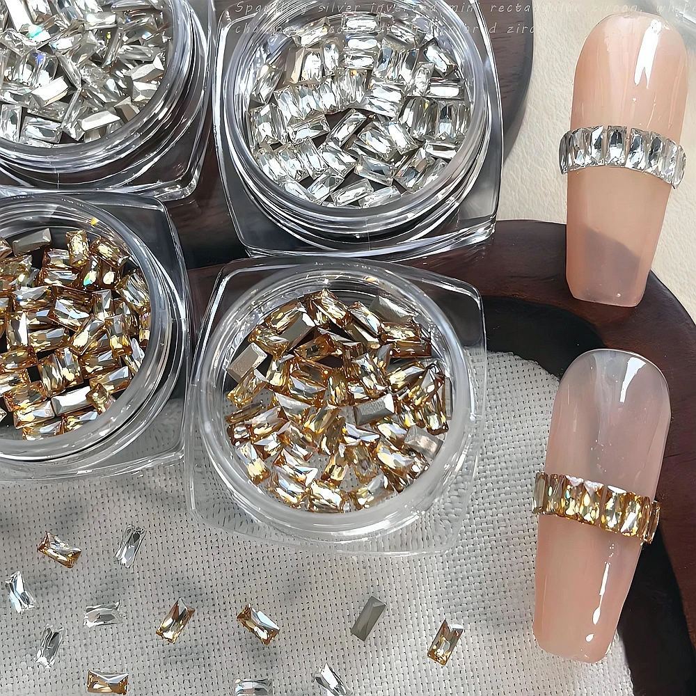 50PCS 3D Rectangular Zircon Nail Art Rhinestone Crystal Diamond Accessories For Manicure Decor Nails Decoration Design Supplies