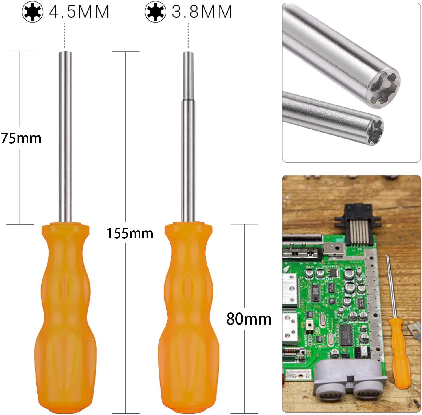 3.8mm and 4.5mm Security Screwdriver Video Game Console and Cartridge Open Tool Kit for Nintendo NGC SFC MD NES N64 SNES Gameboy