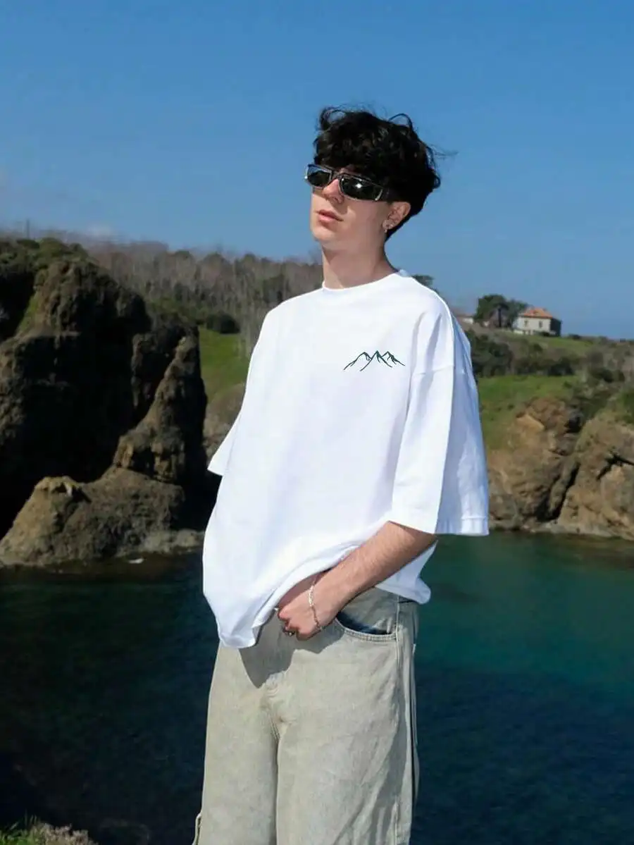 2026 New Summer Men Crew Neck Short Sleeve T-Shirt, 100% Cotton Vintage Graphic Print Soft Comfortable Simple Fashion All-match Everyday Casual Tops