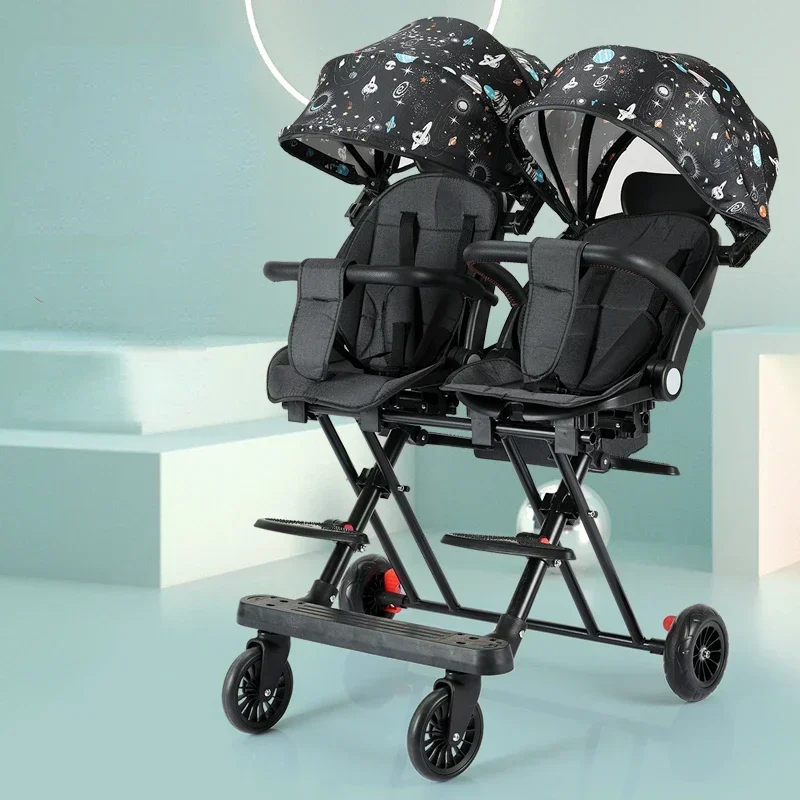 

Anti-Drop Double Stroller for Twins, Windproof and Rainproof Baby Pushchair, Warm Protective Cover for Outdoor Use