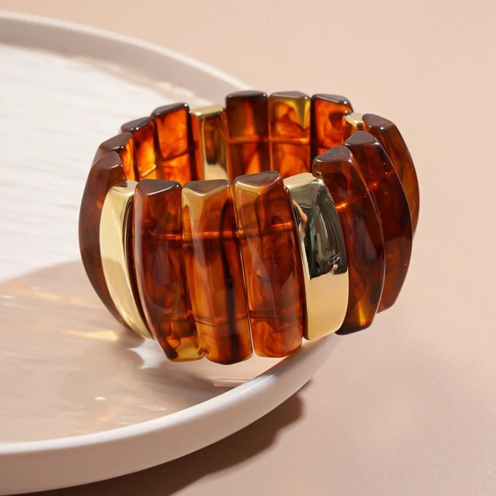 لطخة أساور مكتنزة مستطيلة مطرز المنسوجة سوار واسع متعدد مزيج اللون الاكريليك هندسية أساور النساء المجوهرات #2