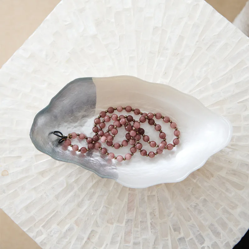 European silver dark crystal Liuyun jewelry oval fruit plate storage ornament hotel restaurant light luxury