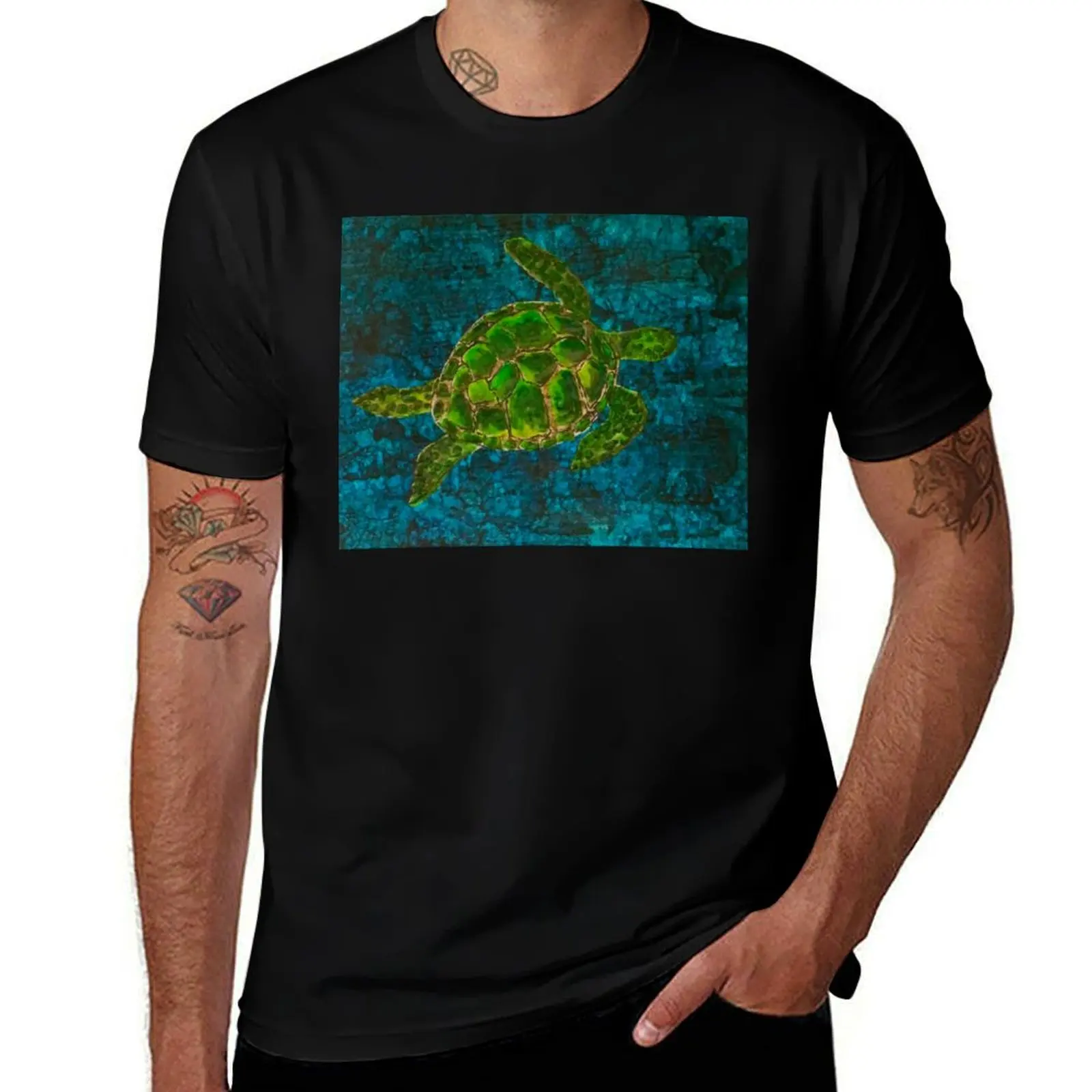 sea Turtle Painting 9417 T-Shirt Basic Casual Wear Short Sleeve Top T-Shirt
