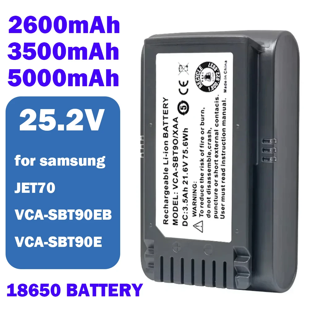 

5000mAh Vacuum Replacement battery for samsung JET70 VCA-SBT90EB VCA-SBT90E batteries,Jet70/+ VS15T7032P4