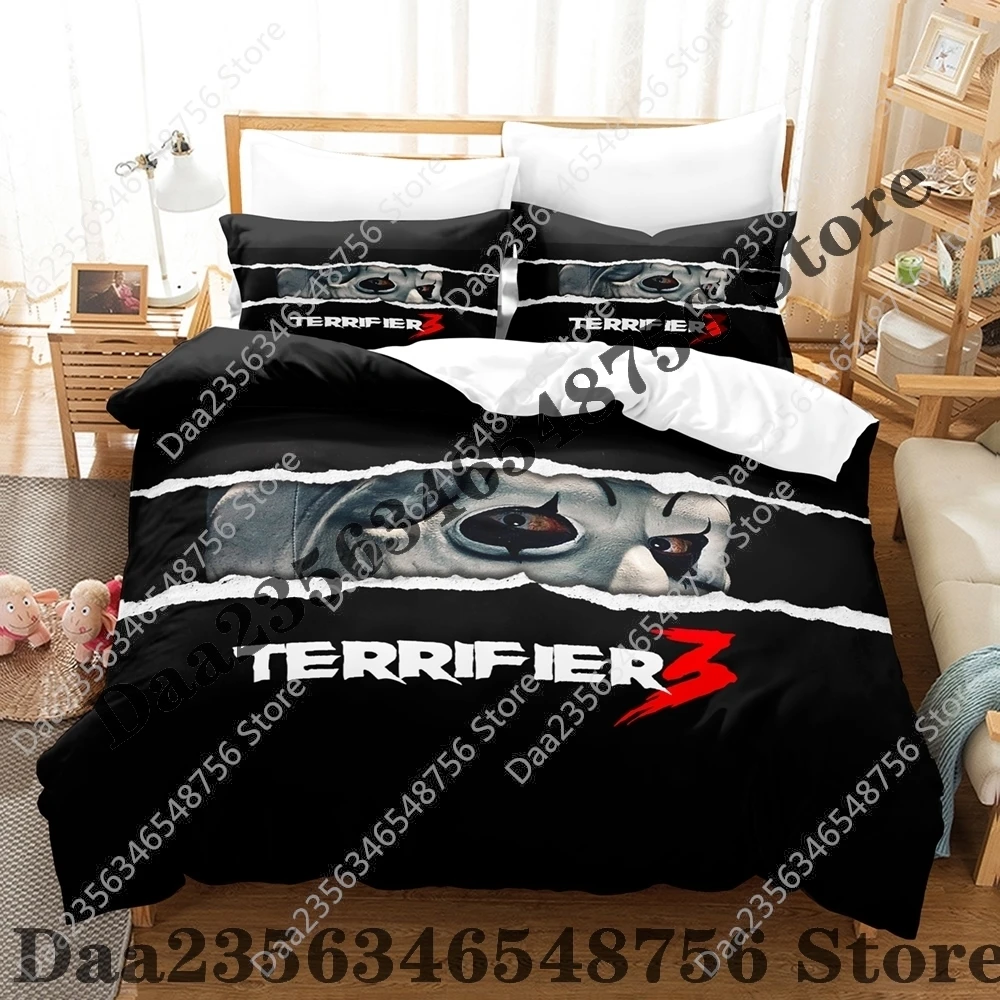 Hip Hop Terrifier 3 Movie Bedding Set Single Twin Full Queen King Size Bed Set Adult Bedroom Duvetcover Sets Anime Bed Sheet Set