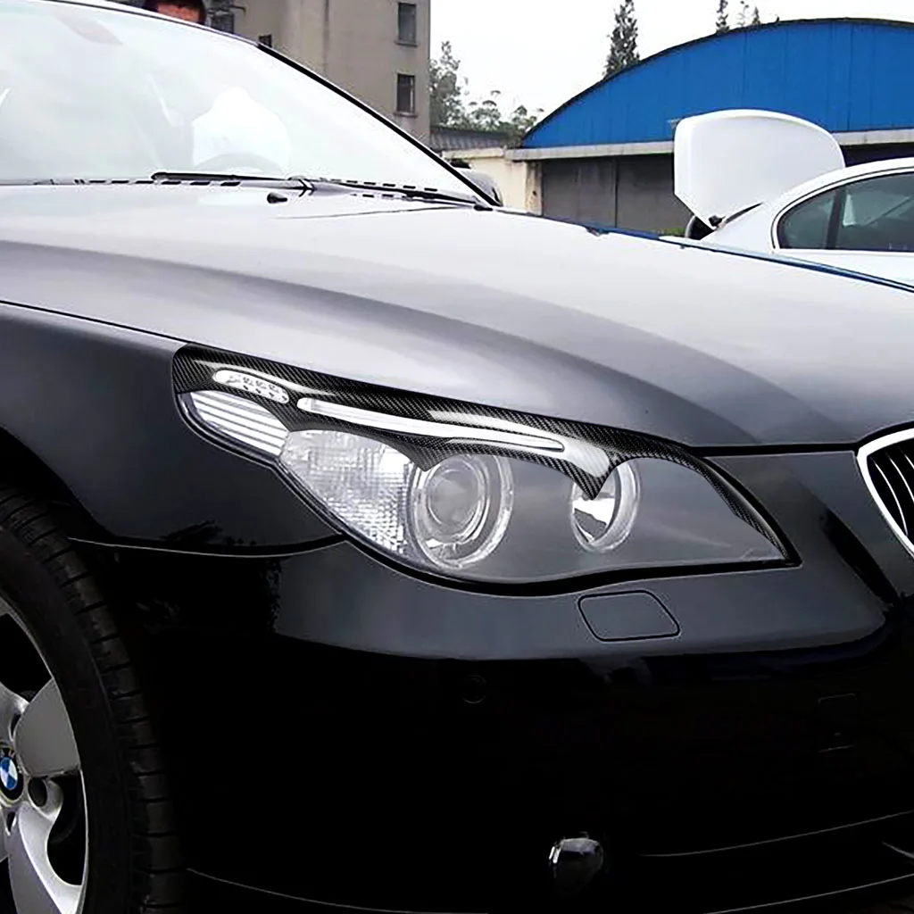 

Для BMW 5 серии E60 2004-2010 настоящая сухая передняя фара из углеродного волокна, крышка для век, отделка панели, автомобильные аксессуары, украшение