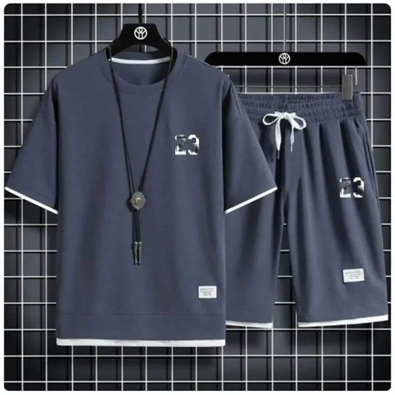 

Summer Men's Sets Fashion Korean Tracksuit Men Short Sleeve T Shirts+sport Shorts Suit Men Casual Men Clothing Mens Joggers Sets