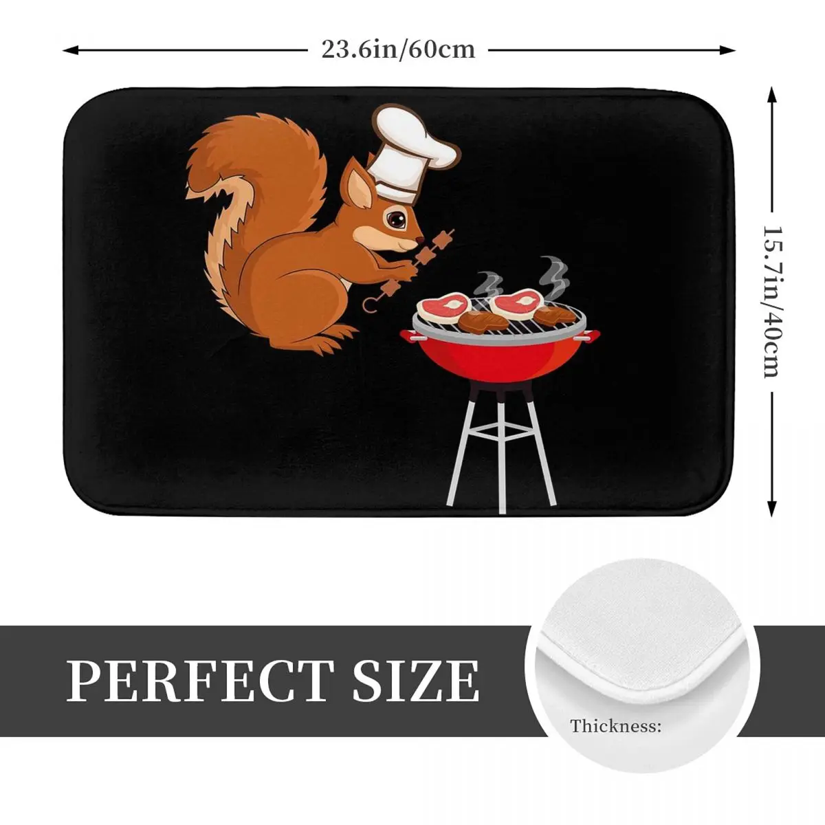 Chef Squirrel Barbecue BBQ Anti-slip Doormat Floor Mat Antiwear Carpet Rug for Kitchen Entrance Home Balcony Footpad Mats