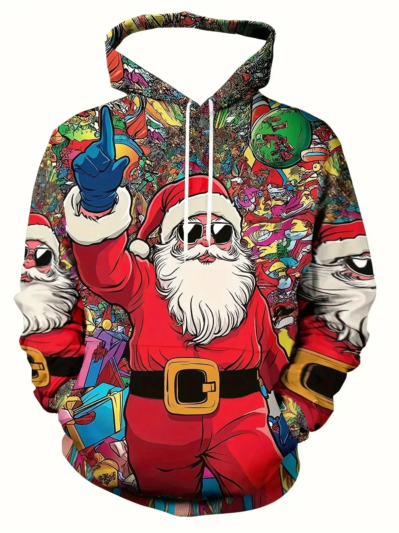 

Christmas Men's Hoodie Funny Santa Claus Pattern New Sweatshirts Casual Pullover Lightweight Tops Trendy Fashion Men's Clothing