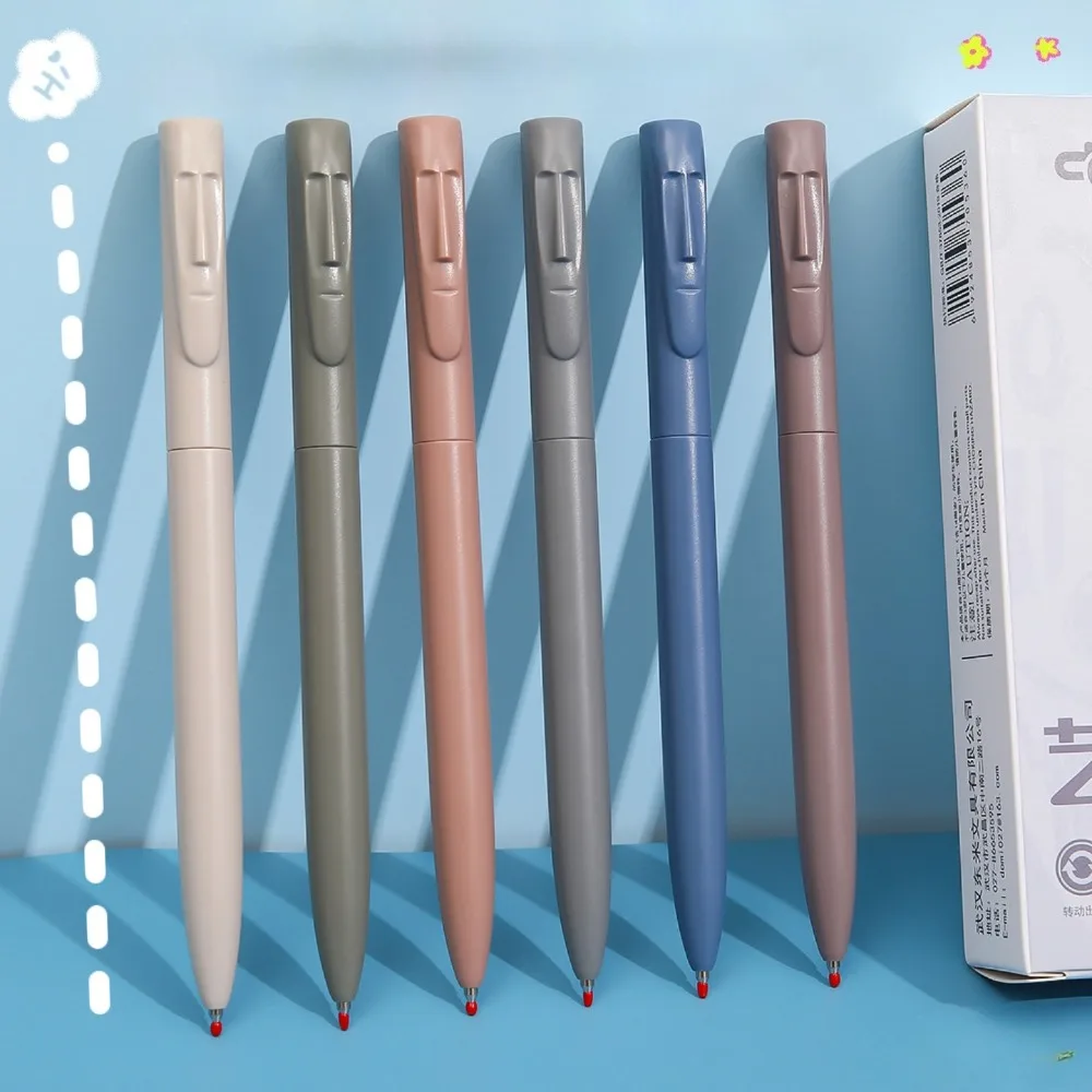 1/12pcs Art Carved Press Gel Pen Fast Drying 0.5mm Black Ink for Students Writing Exam Review Smooth Office Supplies