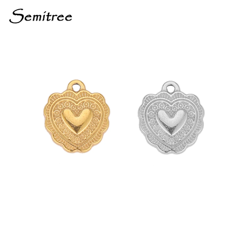 5pcs Stainless Steel Flower Hearts Charms DIY Women Jewelry Pendant Necklace Making Findings Chokers Accessories Supplies