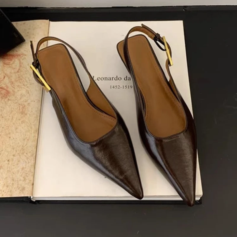 Summer Pointed Toe Women Sandals Fashion Singbacks Mules Shoes Ladies Elegant Low Heel Stripper Party Sandalias