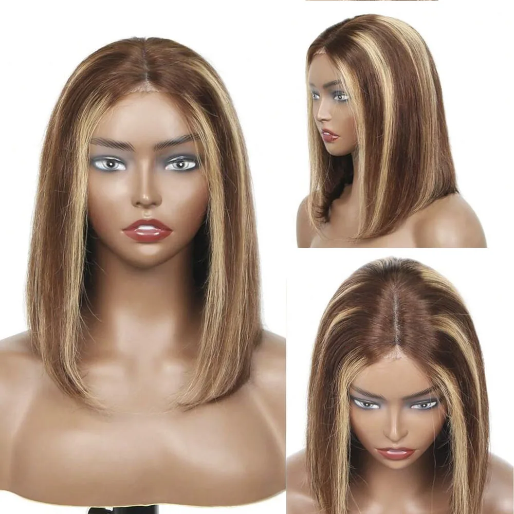 

Highlight Bob Glueless Wig Human Hair Ready to Wear and Go Short Bob Human Hair Wigs 8-16 Inch 6x4 Pre Cut Lace Wigs for Women