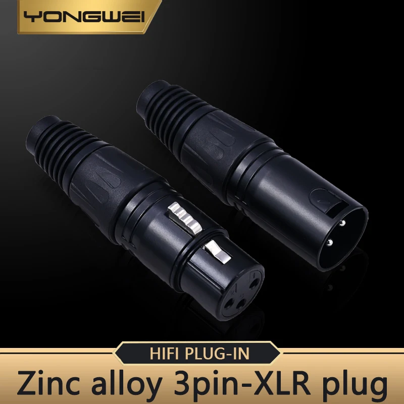 YONGWEI 3Pin XLR Male/Female Plug Microphone Connector Zinc alloy Housing Balanced Speaker, power amplifier, mixer