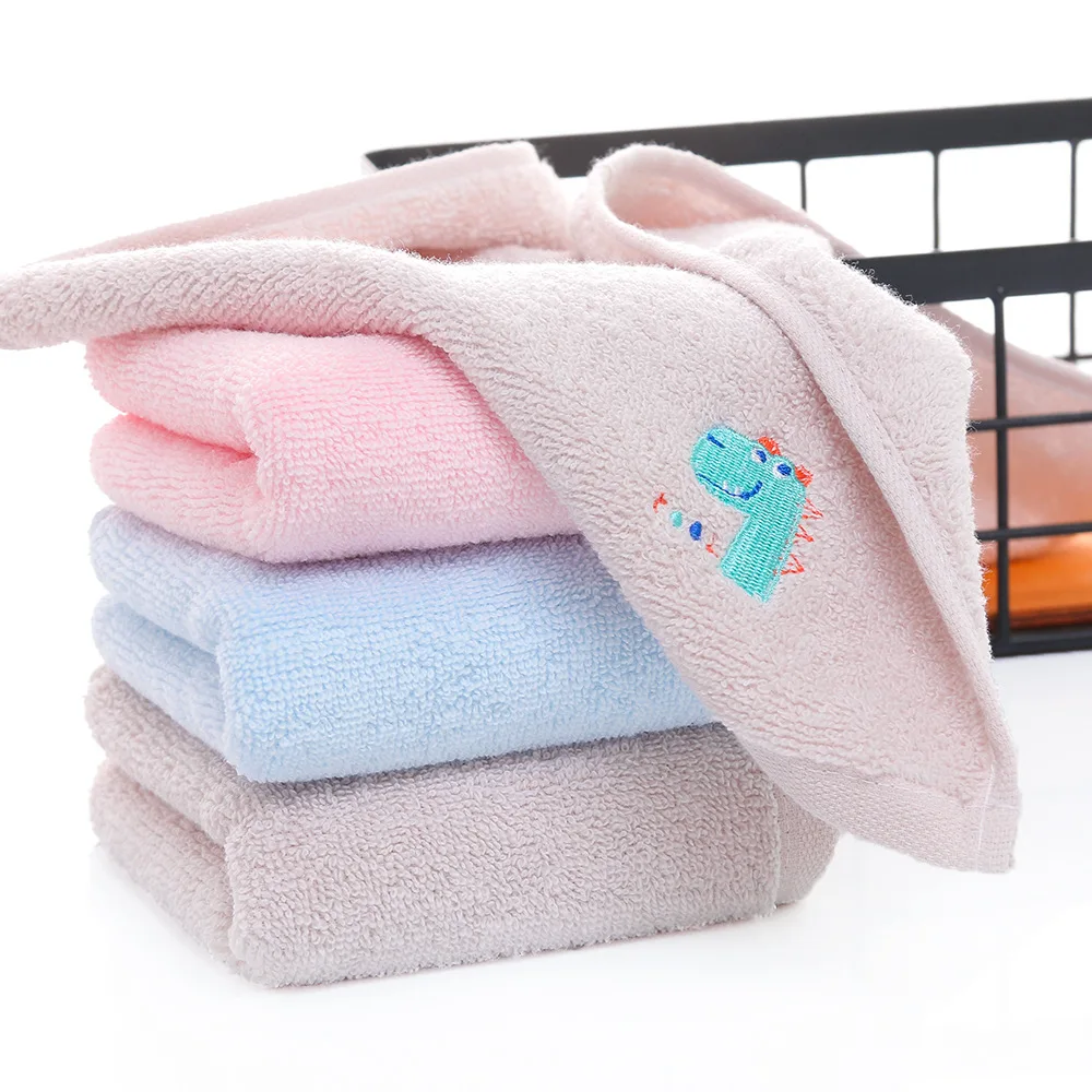 

Towel Cotton Children Cute Cartoon Pattern Solid Color Embroidery Soft Water Absorption Quick Drying Face Cleaning Skin Friendly