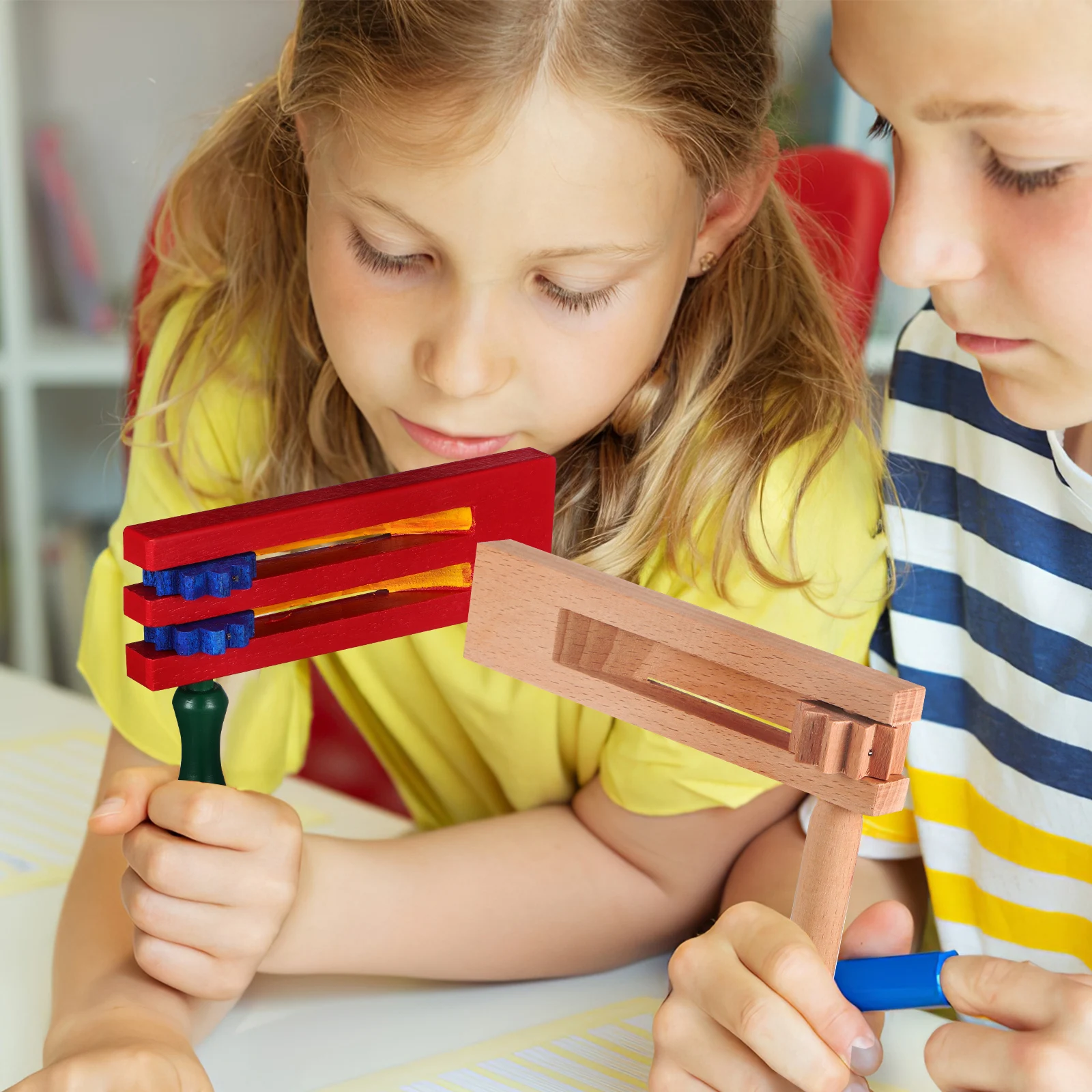 

2pcs Wooden Ratchets Traditional Percussion Noise Maker For Cheer Parties Sporting Events Kids Early Education Musical Castanet