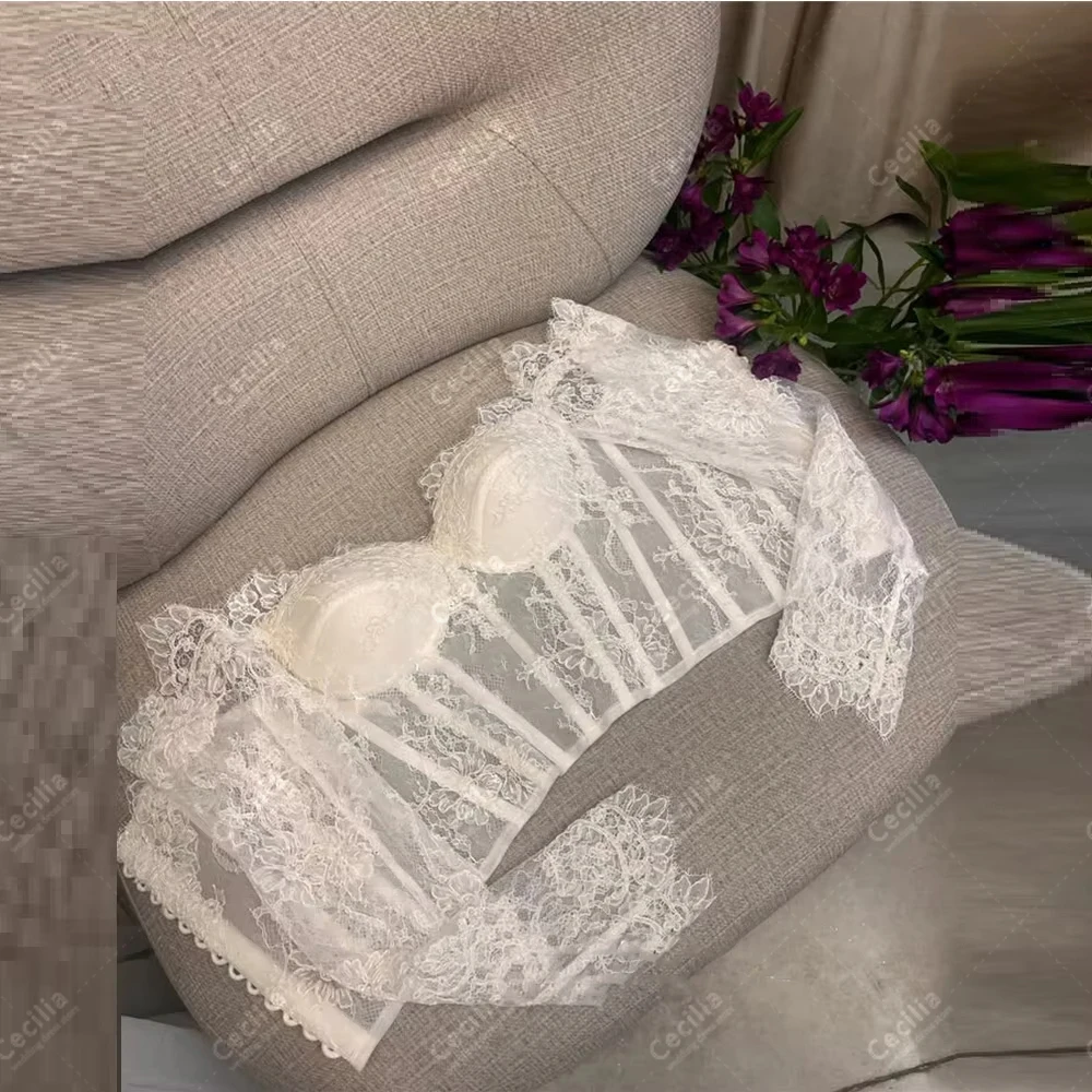 Gorgeous Wedding Dresses Elegant Bridal Gowns Full Sleeves Lace Corset Sweetheart Shapewear Elegant Vestidos De Novia Customized