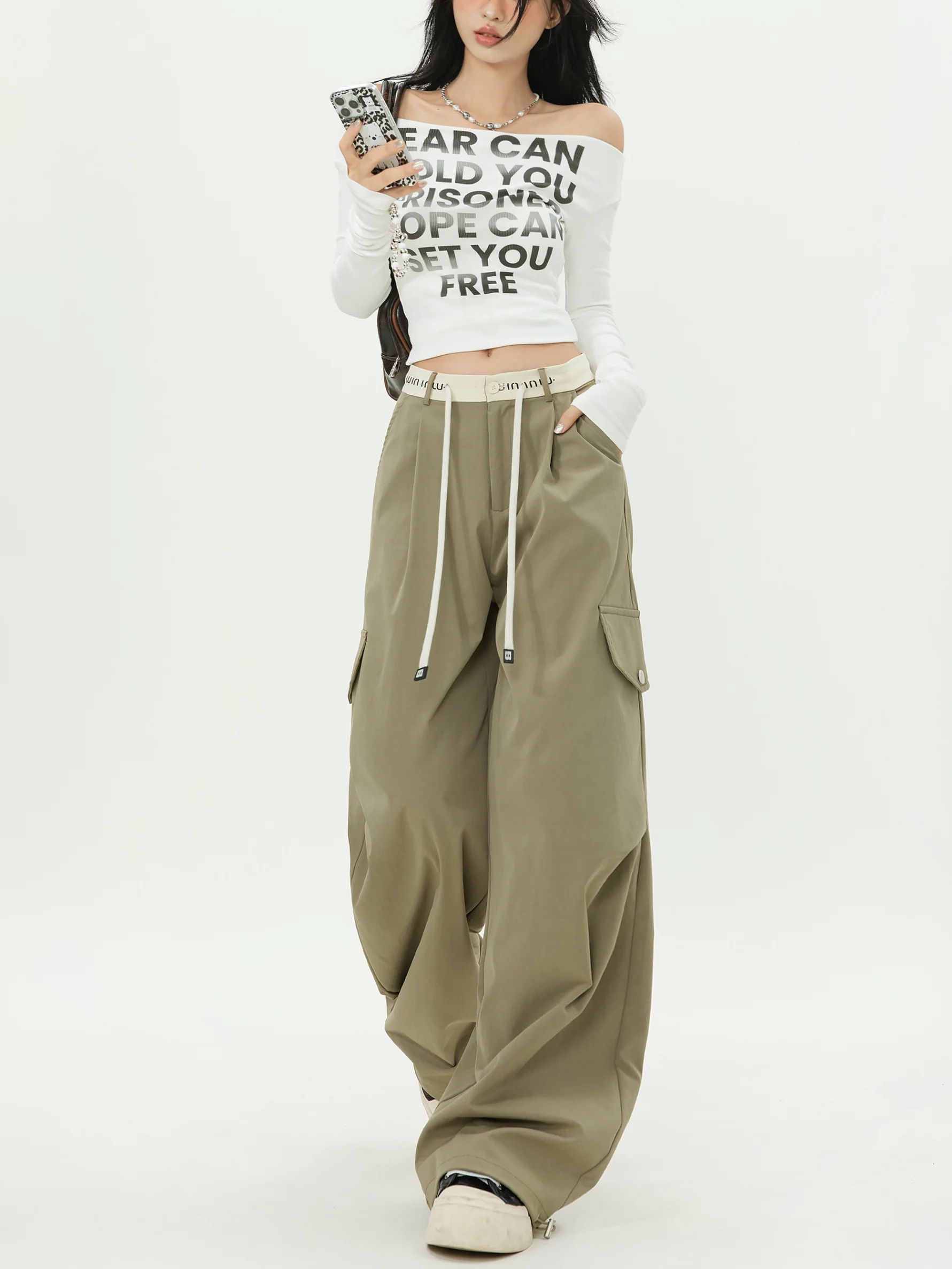 

Casual Wide Leg Pants Outdoor Sports Pants Women's High Waist Outdoor Hiking Sports Casual Pants Loose Retro Running Dance Pants