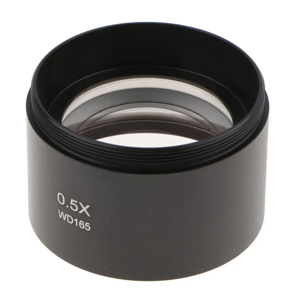 Lentille d'objectif AUX Barlow 0,5x, lentille auxiliaire en métal noir, accessoire de Microscope stéréo WD165 M48 pour la recherche en laboratoire