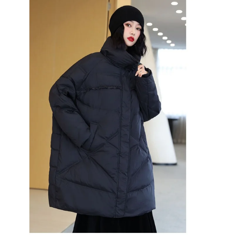 Winter Clothes for Women Medium Long Puffer Jacket Women 90 White Duck Down Jacket with Hooded Loose Large Size Long Puffer Coat