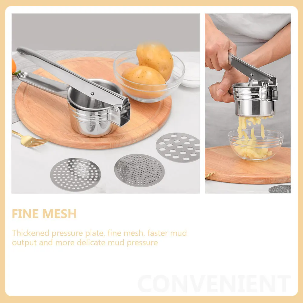 

1Set Stainless Steel Potato Ricer Manual Masher Crusher Kitchen Food Presser 3-in-1 Potato Mincer Vegetable Pressing Tool
