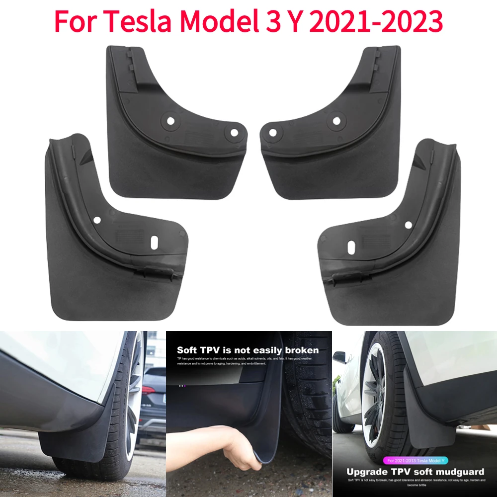 4Pcs Front Rear Mudflaps Mud Flaps Replacement Splash Protector Fender for Tesla Model Y 2021-2023 Splash Guards Wheel Mudguards