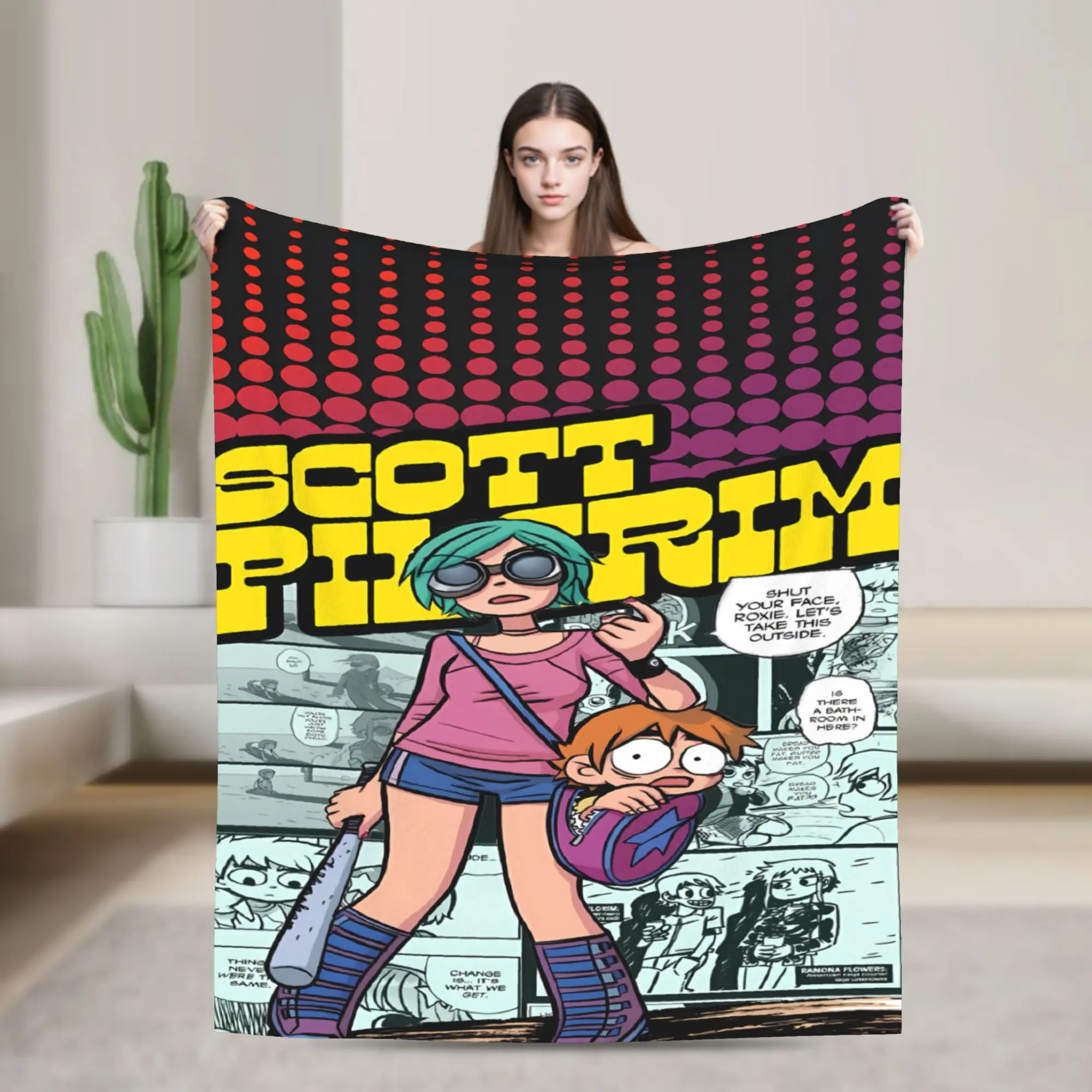 Scott Pilgrim Comic Panel Blanket Quality Soft  Throw Blanket Autumn Children Couch Bed Funny Bedspread