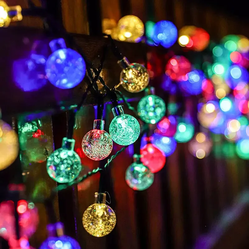 Imagem -03 - Solar String Lights Outdoor 100 Led Crystal Globe Lights Impermeável Solar Festão Fairy Light para o Jardim Natal Ramadan Decor