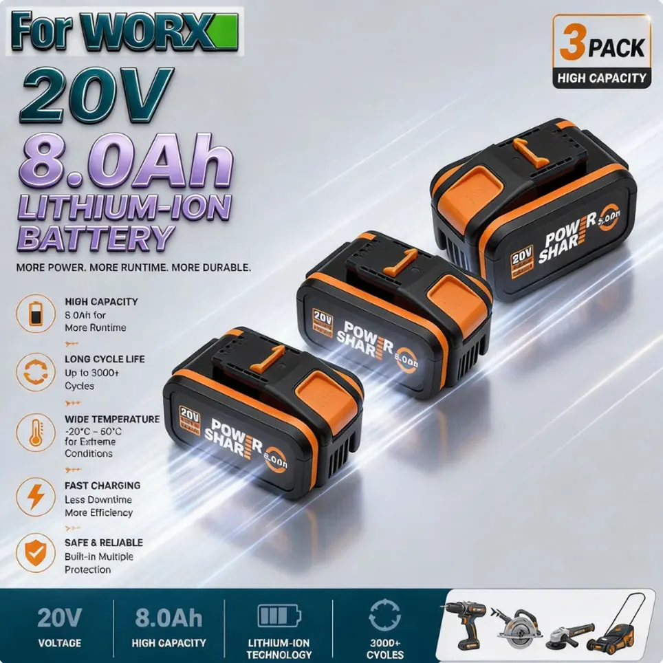 WA3553/WA3551 für Worx 20V Ersatzakku Li-Ion für Kabellose Elektrowerkzeuge WA3572 WX390 WX176 WX178 WU268 für POWERSHARE Serie