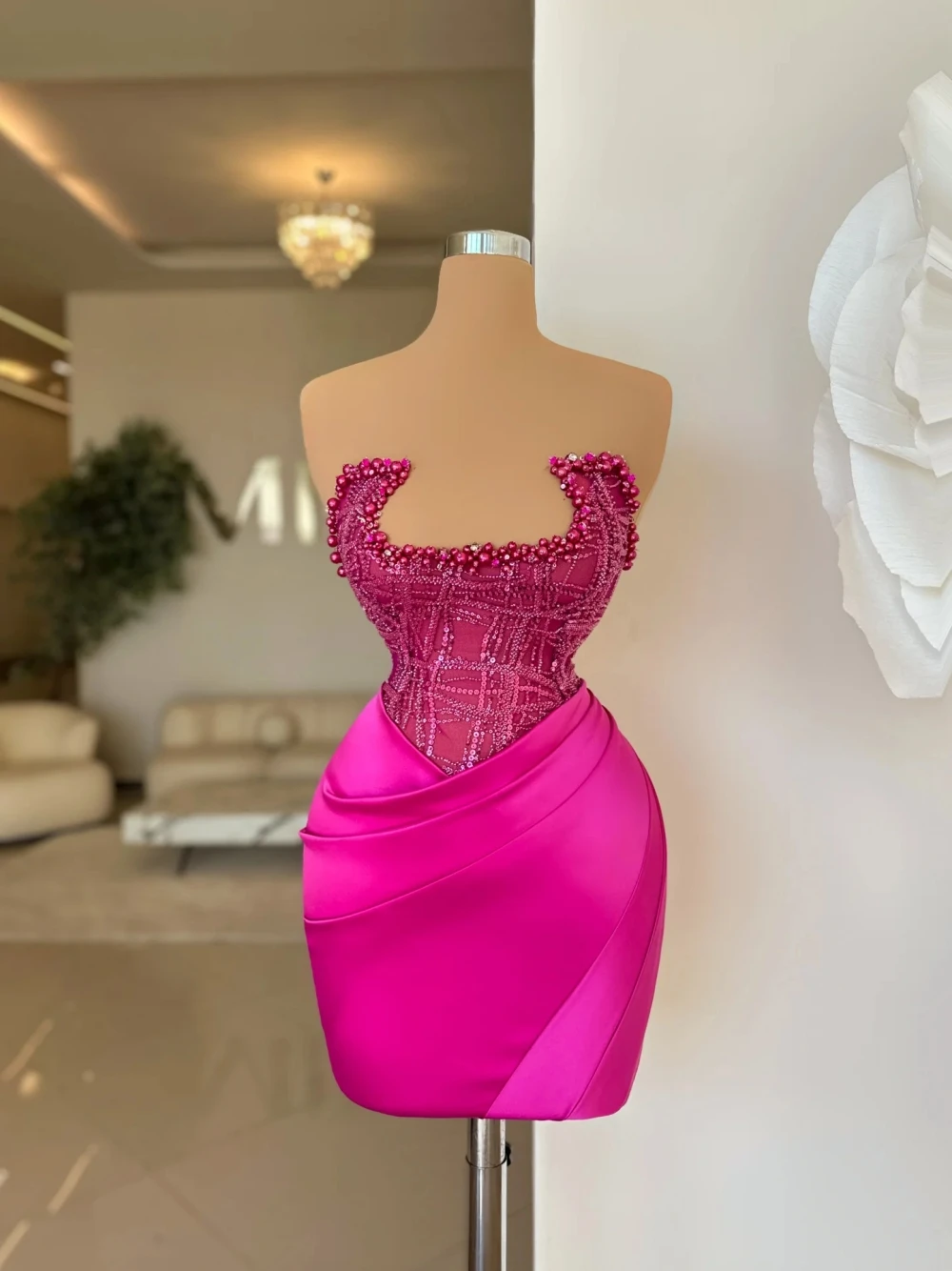 Haute Couture Women Sleeveless Evening Dress Party Birthday Sequins Club Wear Mini Sheath Customized Prom Gown Vestidos De Novia