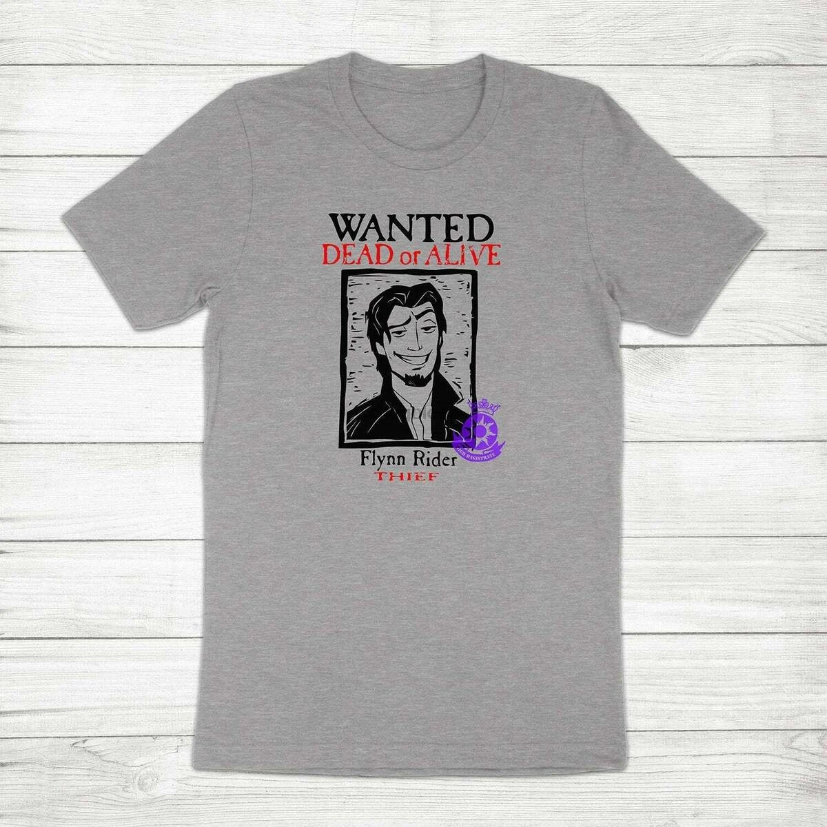 Flynn Rider Wanted Poster Tangled Rapunzel Movie Funny Gift Unisex Tee T-Shirt