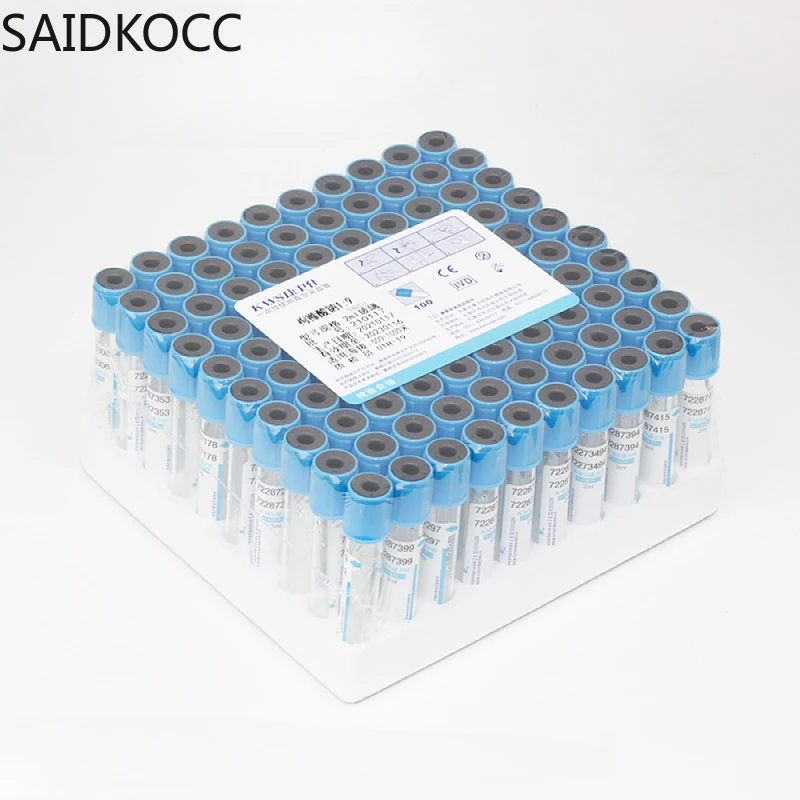 Recipiente de Coleta de Amostra de Sangue Tubo de Coleta a Vácuo Vidro Estéril 10 ml com Aditivos Soda Citrato 1:9 100 pk