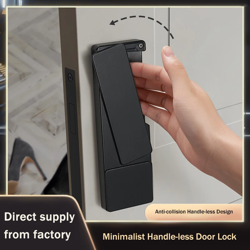 White Anti Collision Child Safety Italian Minimalist Solid Brass Magnetic Silent Handleless Invisible Interior Door Lock Room