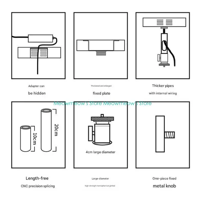 

W91A Потолочное крепление для проекторов с широкой резьбой 1/4, металлическая конструкция, быстрая установка и гибкая подставка