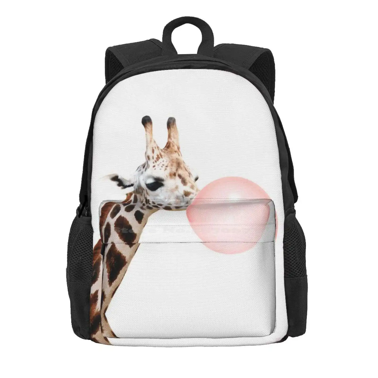 Giraffe Print, Bubble Gum, Nursery Art, Giraffe Wall Art, Animal, Kids Room, Modern Art, Wall Decor Hot Sale Schoolbag Backpack