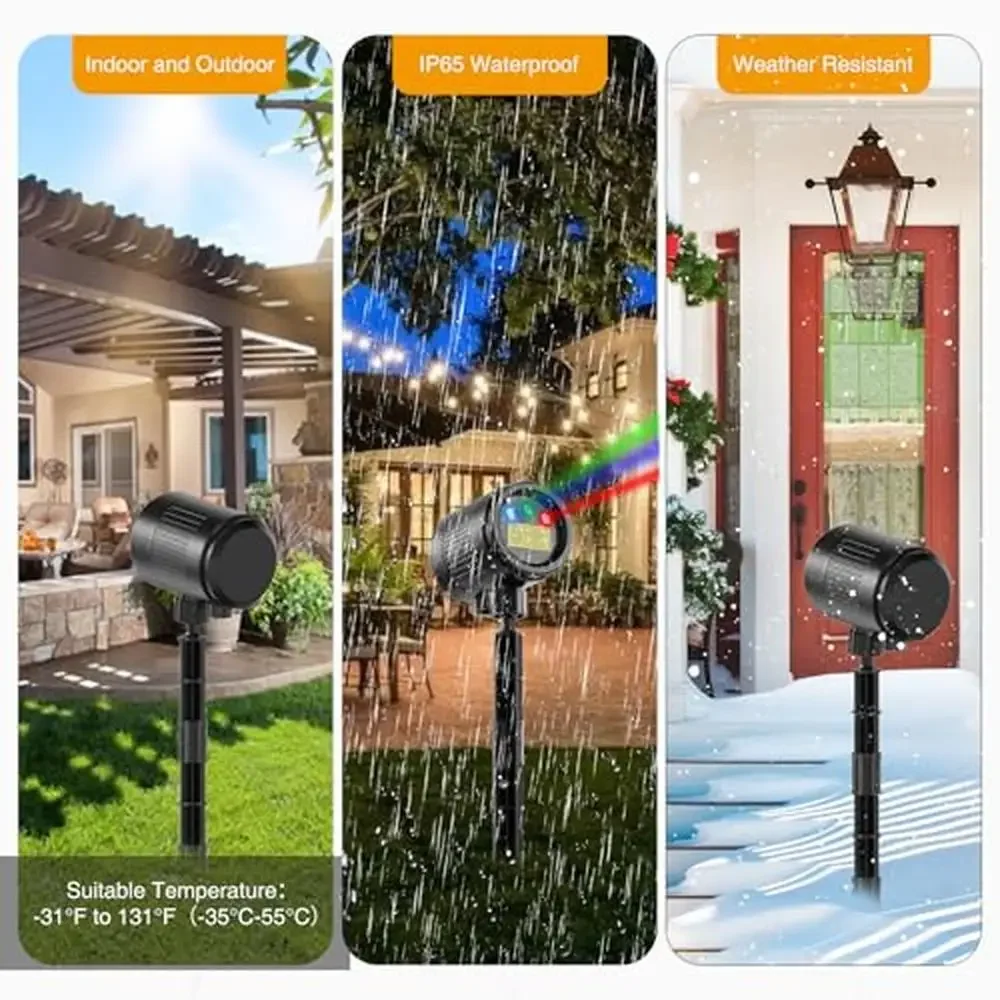 Outdoor Christmas Laser Lights RGB 3 Colors Remote Control IP65 Waterproof 7 Light Modes Timer Wide Coverage Ideal Gift Holiday