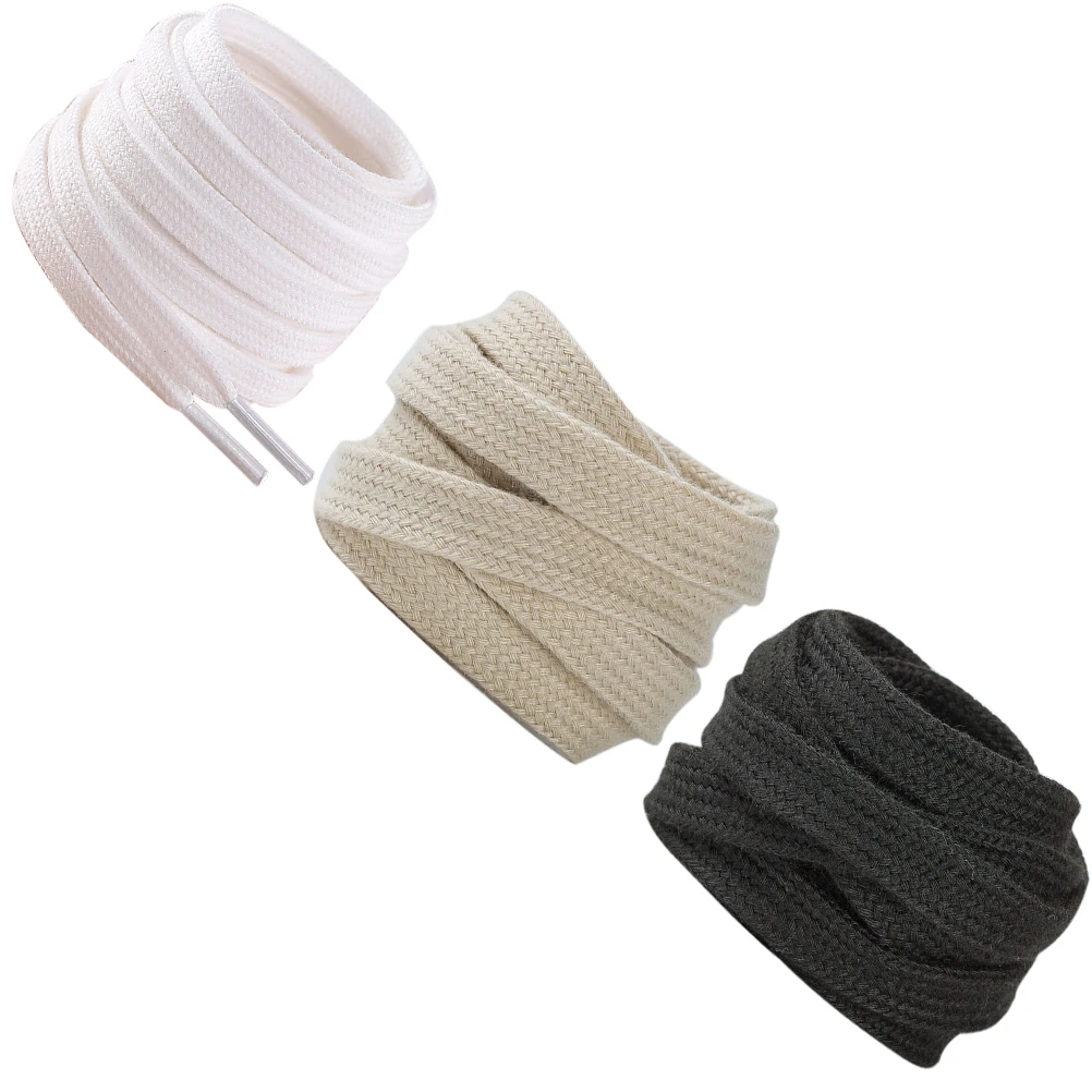 

3pcs 3 Pairs Shoelaces Flat Cotton Laces for Sneakers Men Women Pure Color Tie Athletic Shoes Boot Skates Replacement