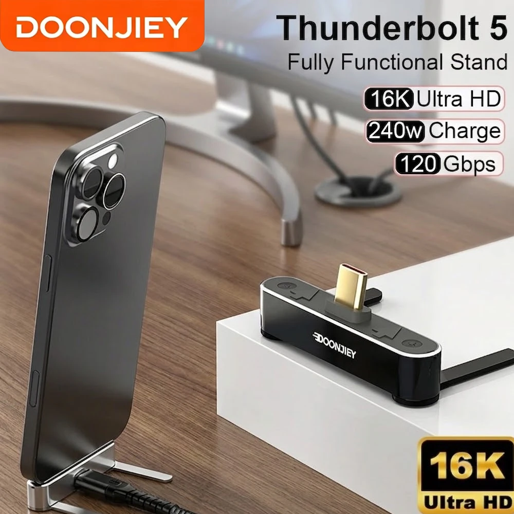 DOONJIEY USB5.0 Type C Foldable Adapter 240W Fast Charging 120Gbps 16K Multi-Function Converter Compatible with Thunderbolt 5 4