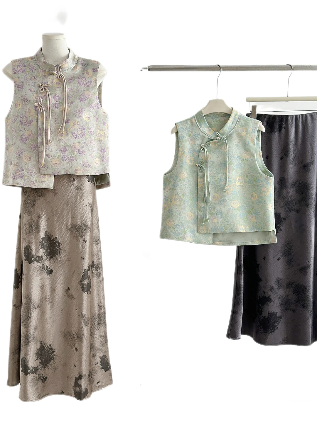 

New Chinese Sle Heavy Embroidery Women's Vest Autumn High End National Sle Button Tassel Oblique Collar Jaet Top