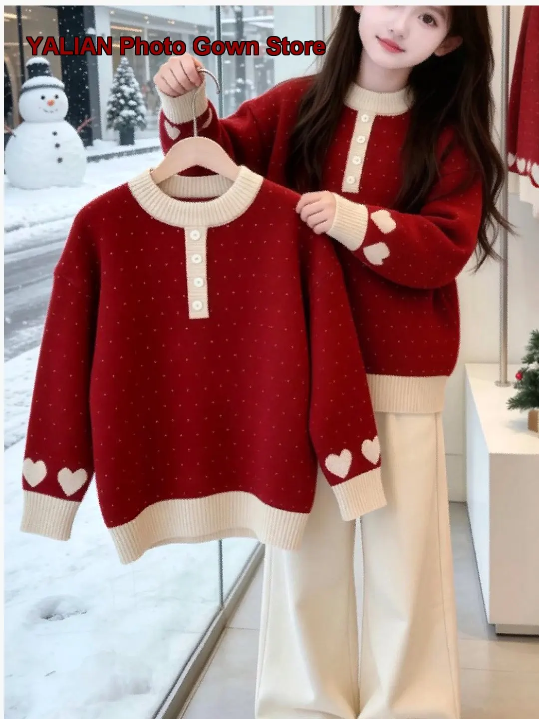Girls Knit Top Kids Winter Extremely Beautiful Warm Knit Bottoming Shirt Festive