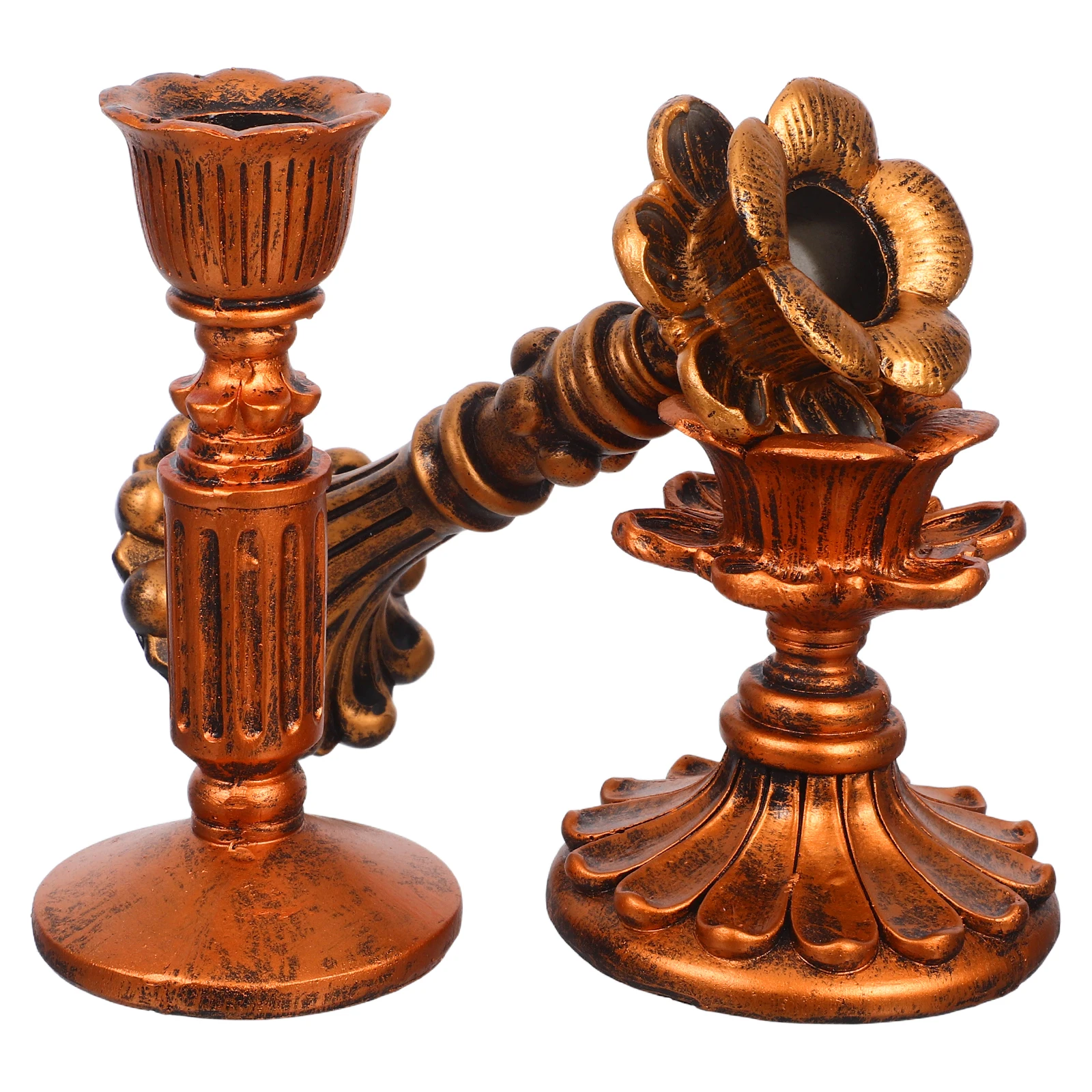 

3pcs Vintage Candlestick Holders Resin Retro Taper Stands Decorative Centerpieces Wedding Home Table Decor Rustic