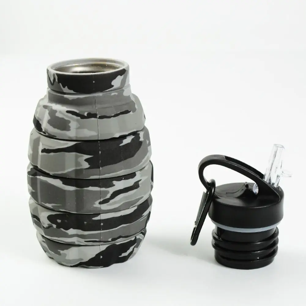 Silicone Retractable Grenade Water Bottle 580ML Collapsible Sports Water Bottle Camouflage High Temperature Resistant